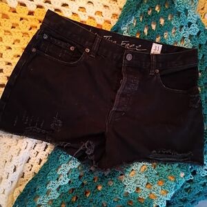 Free People Black Distressed Denim Shorts - Size 31